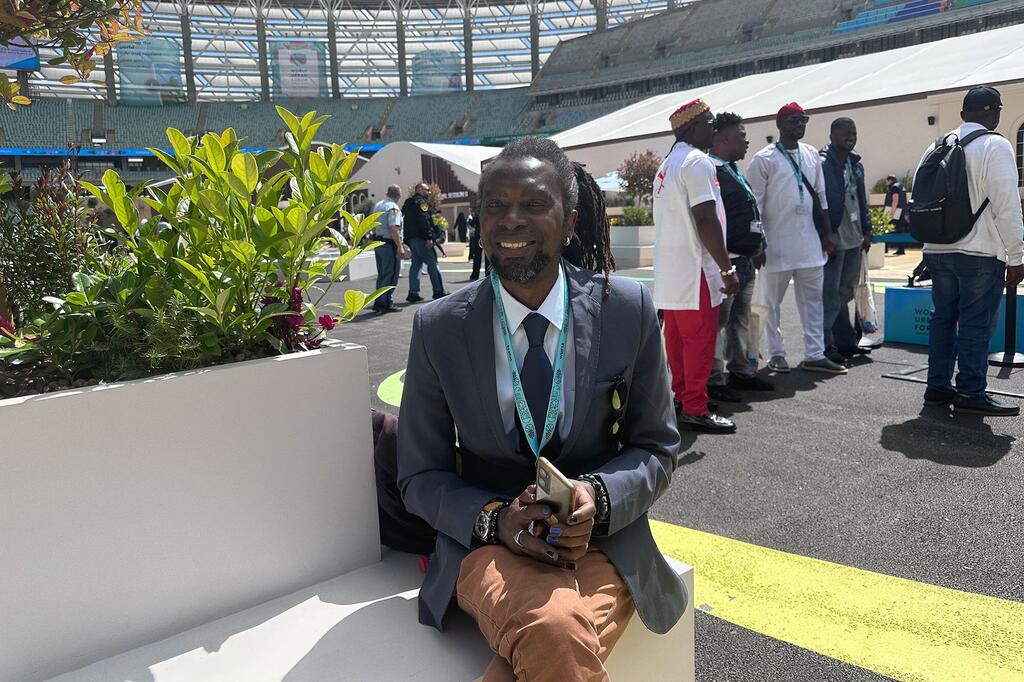 At the World Urban Forum in Baku, Azerbaijan, Latyr Thioye, who survived years of homelessness and is now rebuilding his life.